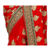 Stupendous Red Colored Embroidered Chiffon Saree